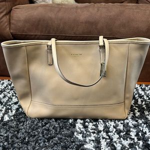 Coach saffiano leather tan tote style 23576